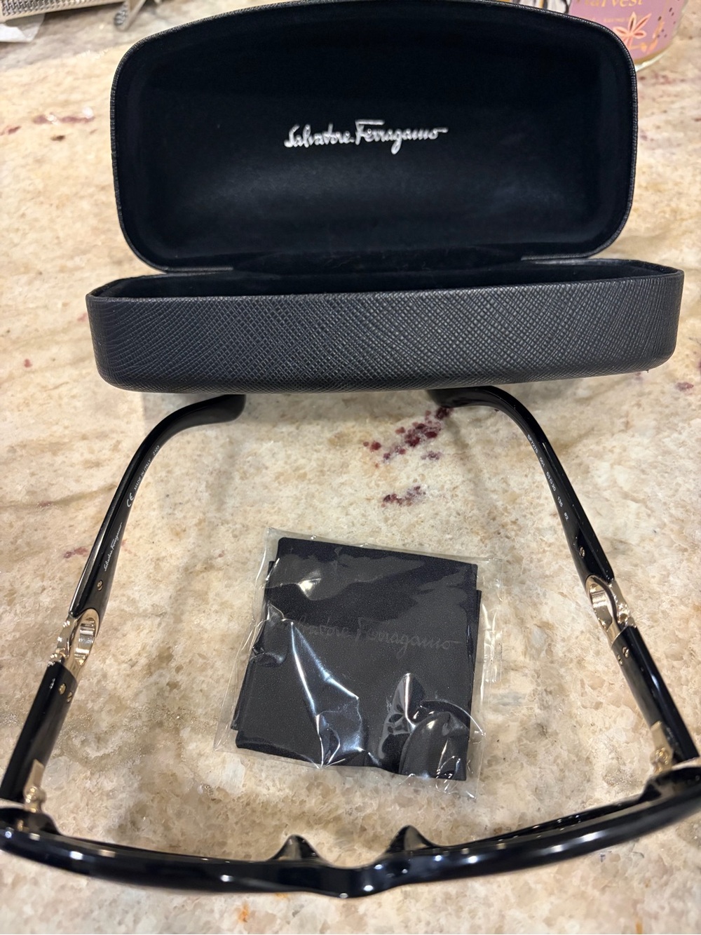 Salvatore Ferragamo Black Sunglasses with Gold Accents